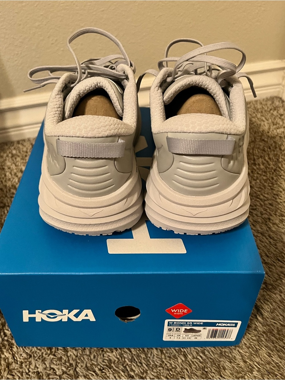 Never used Hoka Bondi SR Wide Light Grey Size 9 D. - Picture 4 of 6